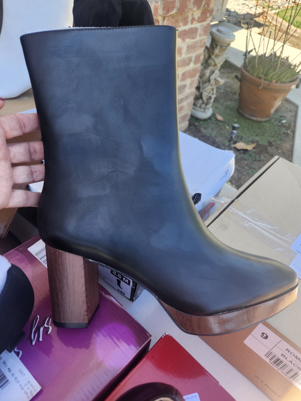 Journee Collection "Romer" Platform Block-Heel Booties — Black, Size 9, New in B